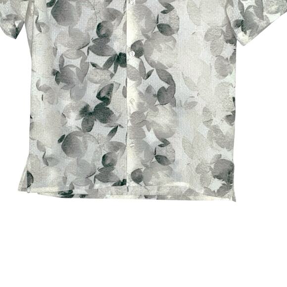 Zara S Mens Gray Resort Shirt Floral Abstract Pattern Short Sleeves - Picture 5 of 10